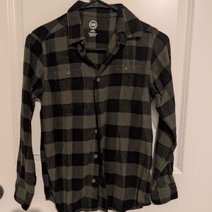 Wonder Nation Black and Gray Button Down Shirt